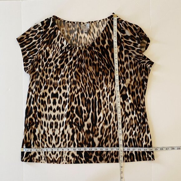 Worthington Brown Leopard Print Top - Picture 6 of 10